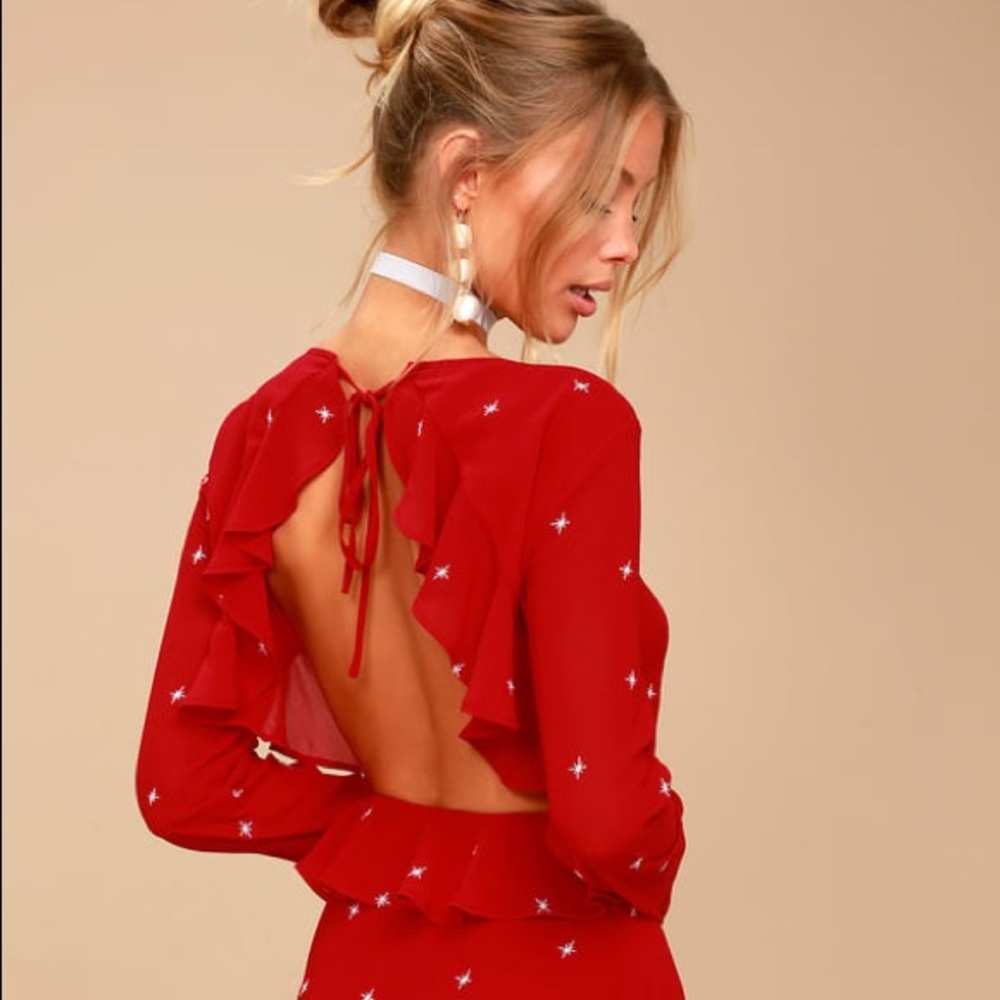 Constellations Red Backless Dress